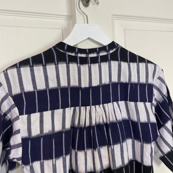 Apiece Apart Mission Ikat Print Popover S/S Blouse Shirred Cotton Top Sz XS - Picture 6 of 10